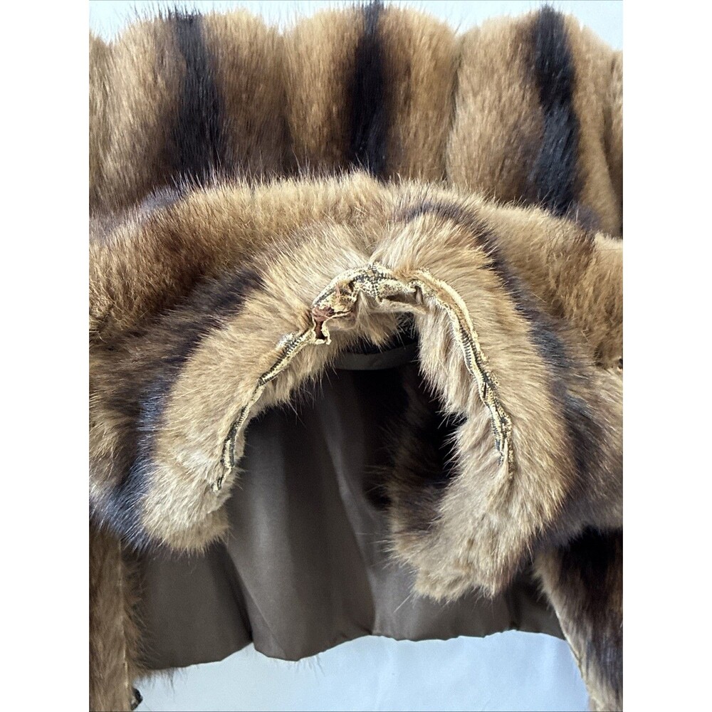 Vtg Maas Brothers Florida Brown Fur Cropped Coat Stole Small Mob Wife FLAWS READ - Picture 13 of 16